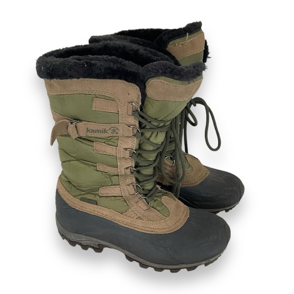 Kamik Boots Womens SnowValley Winter Insulated Tall Green Tan Size 6